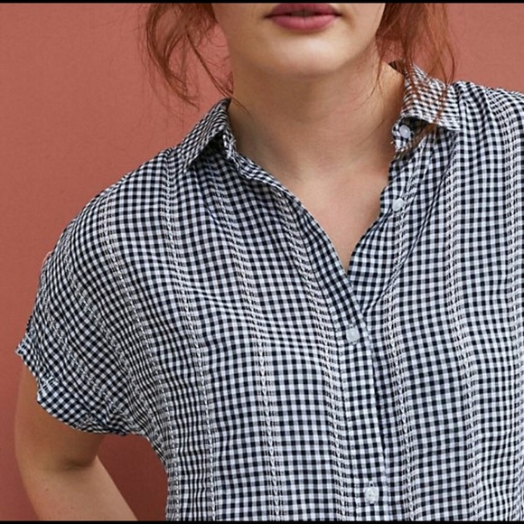 Cloth&Stone Anthro Gingham Plaid Button Down Shirt - Picture 2 of 8